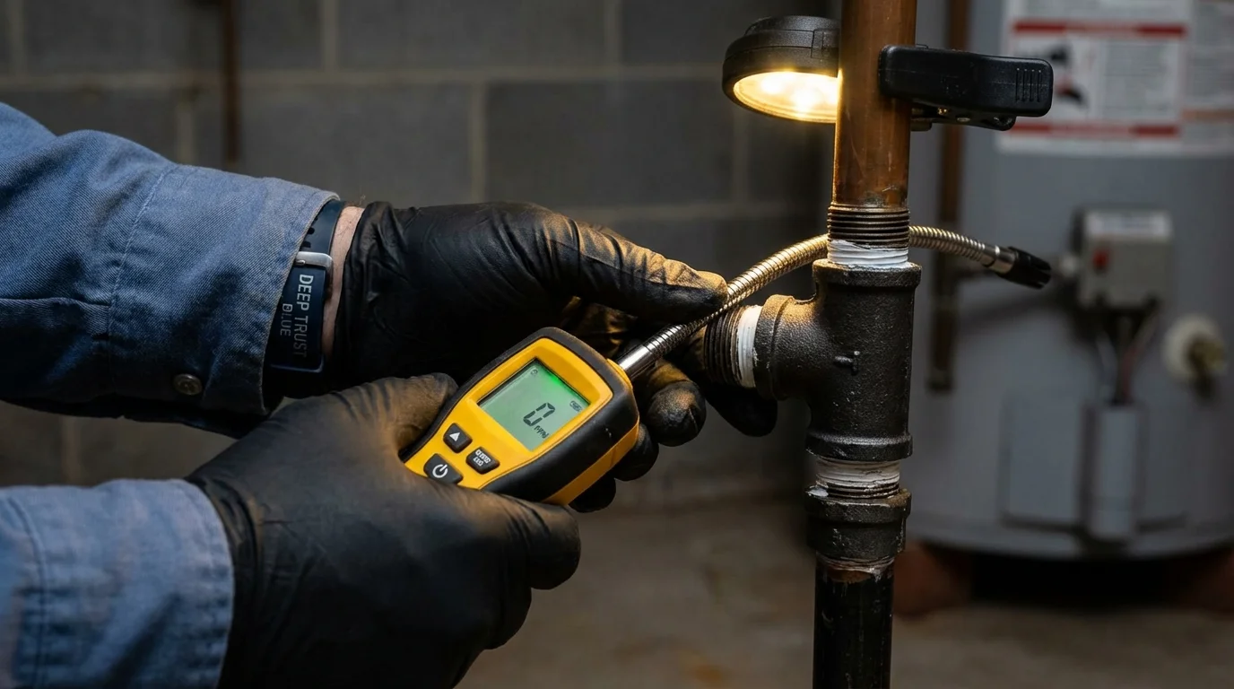 Gas leak detection with electronic sniffer by Johns Plumbing LLC in Rincon